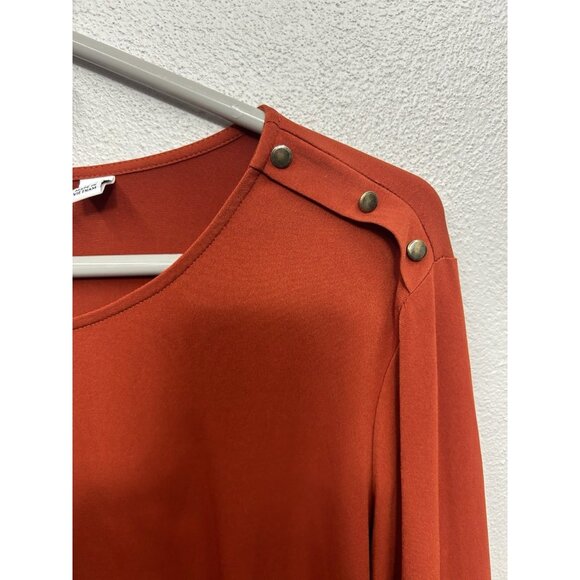 Susan Graver Womens Top Large Rust Orange Liquid Knit Office Work Basic - Picture 5 of 7
